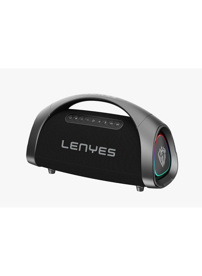 Lenyes S873 RGB Portable Wireless Speaker, 400W Power, Bluetooth 5.3, IPX6 Waterproof, TWS Stereo Pairing, 30000mAh Battery, Deep Bass Audio, LED Light Effects, USB AUX TF Card Support, Black | S873 - Image 2