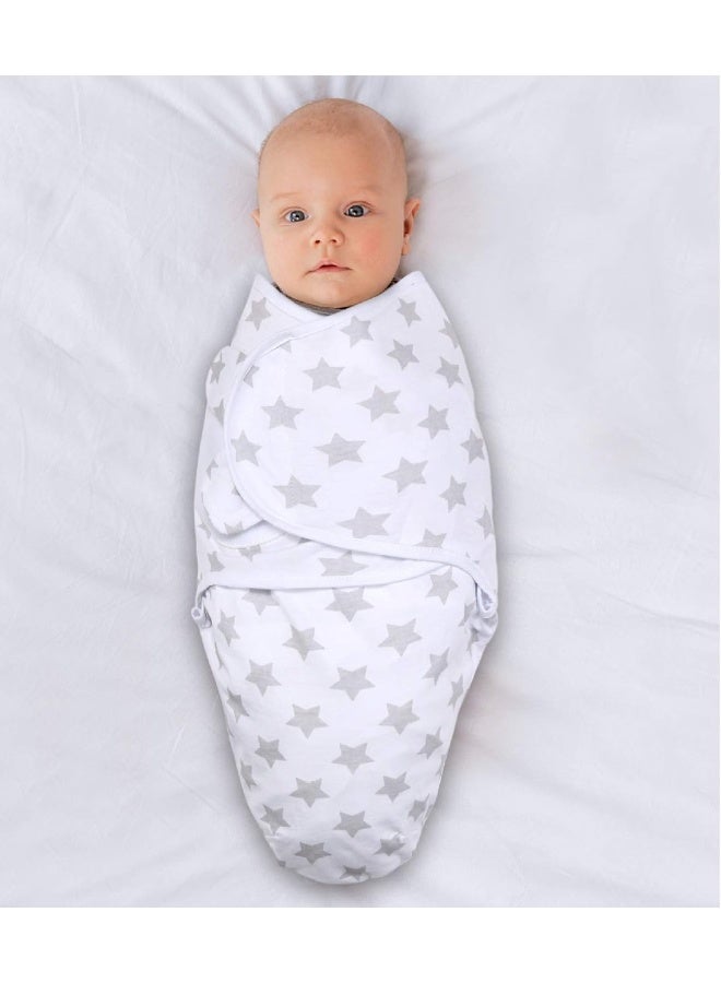 The Peanut Shell Baby Swaddle Blankets for Boys or Girls, Grey Safari Animals & Stars, 3 Pack Wrap Set (Small/Medium) - Image 3