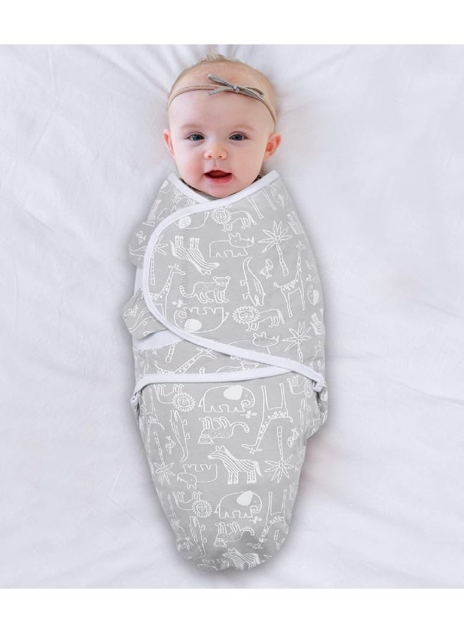 The Peanut Shell Baby Swaddle Blankets for Boys or Girls, Grey Safari Animals & Stars, 3 Pack Wrap Set (Small/Medium) - Image 5