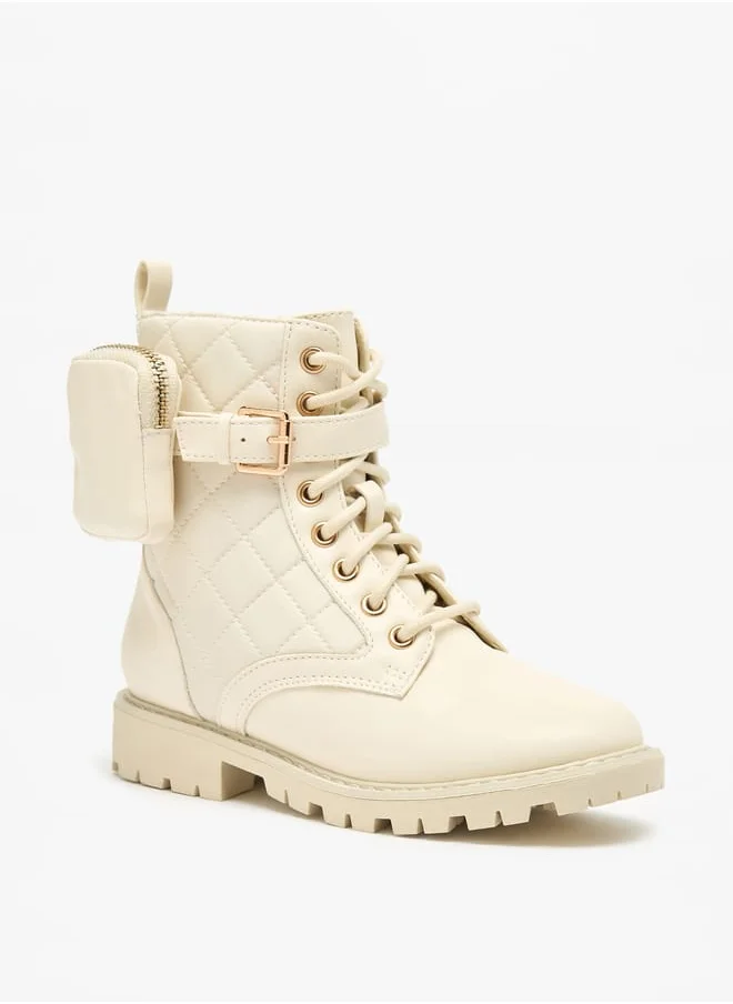 Little Missy Girls Quilted Boots with Side Pouch