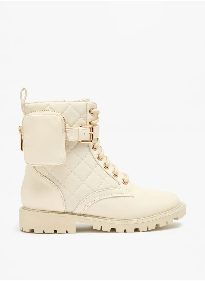 Little Missy Girls Quilted Boots with Side Pouch