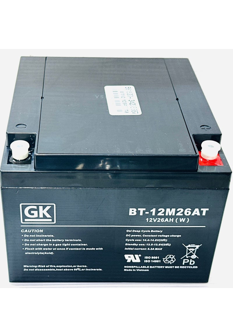 GK 12V 26AH AGM VRLA Deep Cycle Battery - Image 1