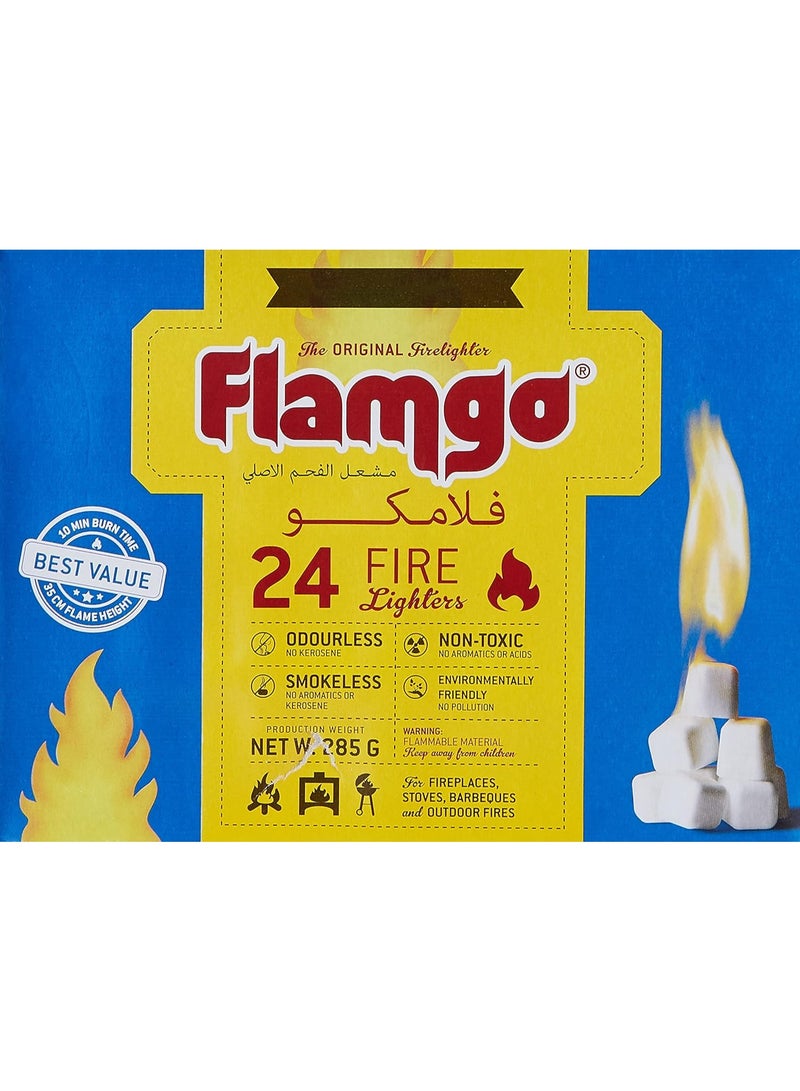 FLAMGO Fire Lighters Charcoal Starter 24 Pcs 285 Grams - Image 1