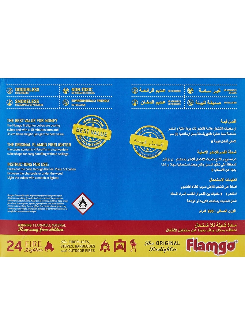 FLAMGO Fire Lighters Charcoal Starter 24 Pcs 285 Grams - Image 3