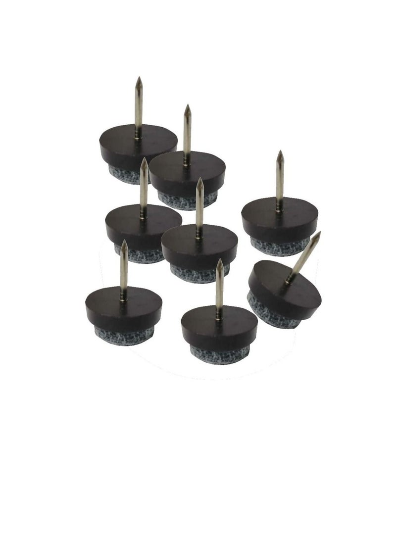 Round Heavy Duty Nail-on Anti-Sliding Felt Pad for Furniture Chair Table Leg Feet Floor Protectors (Pack of 8) (Brown) - Image 1