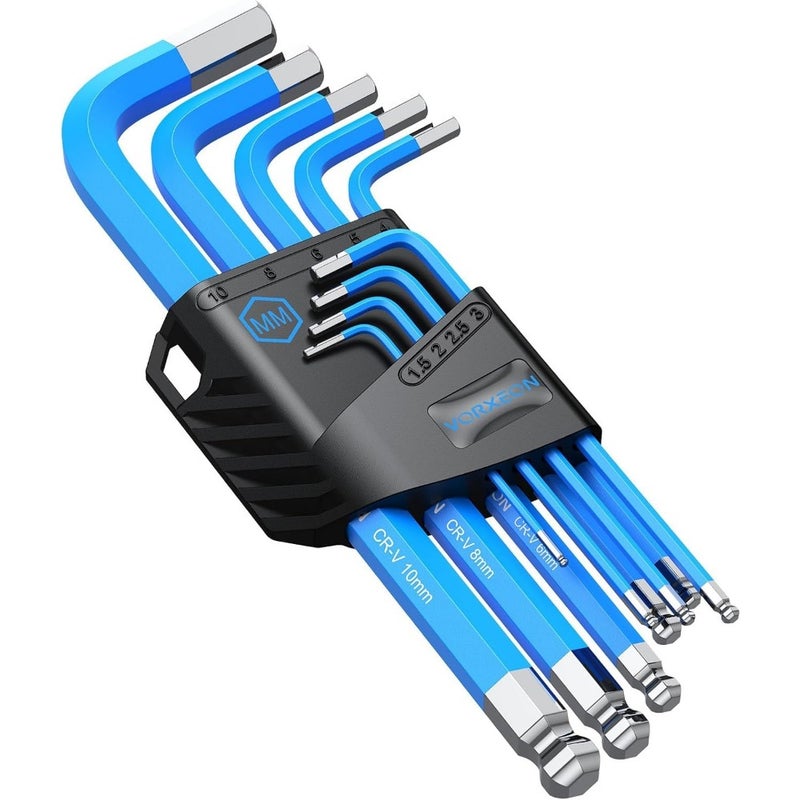 9PCS Allen Key Set, Metric Long Ball End Hex Key Set L-Key with Visible Coding for Bike Motorcycle Repair Furniture Assembly Household DIY 1.5mm-10mm - Image 1