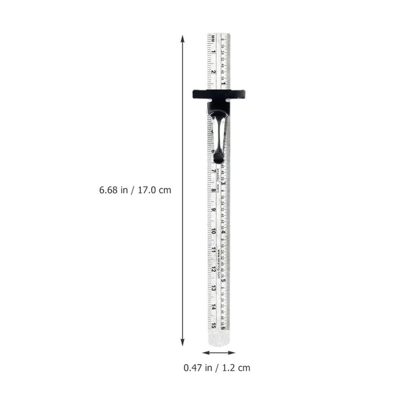 6 Inch Stainless Steel Ruler with Detachable Clip Portable Pocket Measurement Tool - Image 3