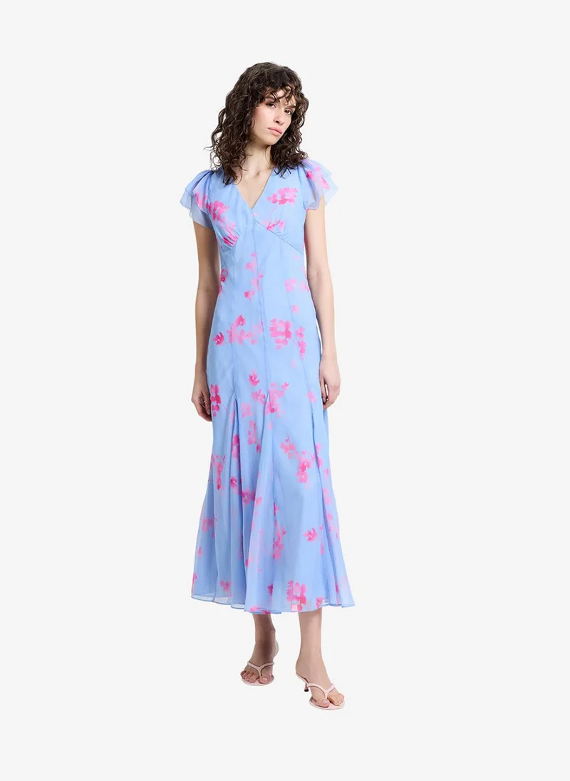 Women's Blue/Pink Multi Myla Hallie Crinkle Tea Dress