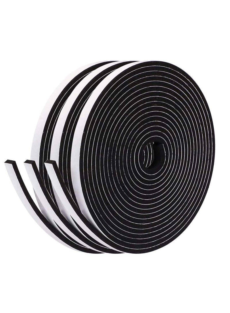3 Pack of  Weather Stripping Sealing Tape for Doors and Windows – Self-Adhesive Foam Draught Excluder, 18mm Wide x 10m Long, Neoprene Rubber Insulation Tape for Gap Sealing – Waterproof, Flexible, High Elasticity - Image 1