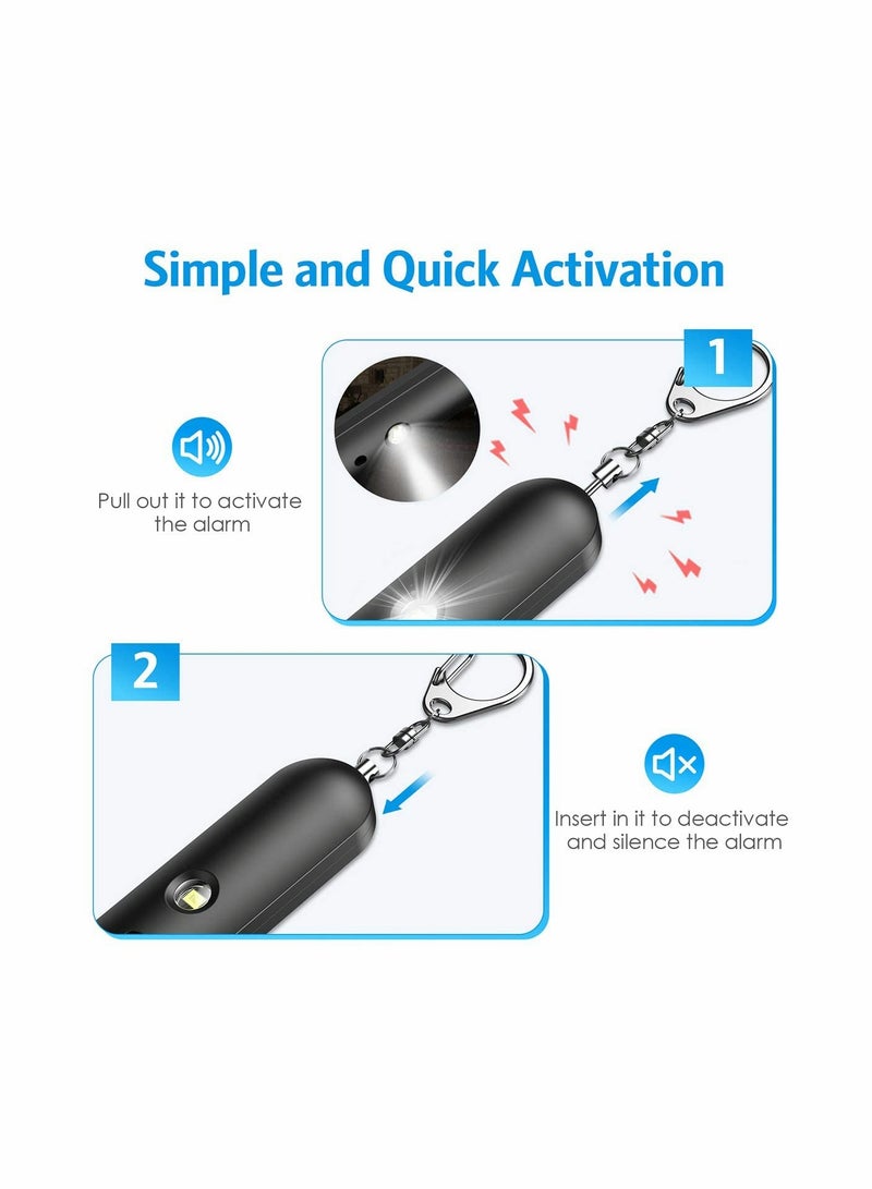 Safe Sound Personal Alarm 130dB Safesound Security Alarm Keychain Dual Speakers Emergency Self Defense Alarm with LED Light for Kids Women Elderly 2 Pack - Image 3
