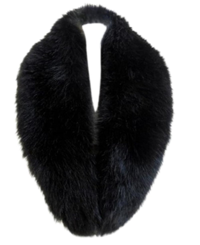 LDFWAY Women's Faux Fur Collar Scarf Wrap Stole Shawl Winter Neck Warmer (Black 100cm/39.4inch) - Image 1