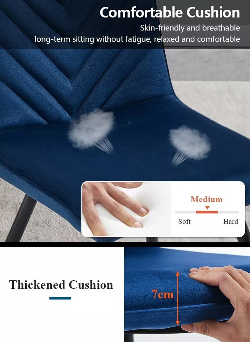 DBLEW Set Of 4 Pcs Modern Velvet Dining Chair with V-Stitch Curved Backrest Upholstered L-Shaped Seat with Foam Padding, Metal Legs & X-Frame Support Side Chair Lounge Chair Multifunctional Accent Chair for Dining Room, Living Room, Bedroom, Hotel Lobby, Reception, Hallway, Makeup Vanity, Office Comfortable & Stylish Seating Beige  - Image 5