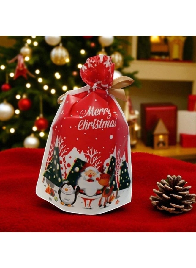 أكياس هدايا عيد الميلاد 10 قطع من أكياس هدايا الكريسماس برباط قابلة لإعادة الاستخدام وحقيبة هدايا رائعة لحفلات عيد الميلاد - Image 1
