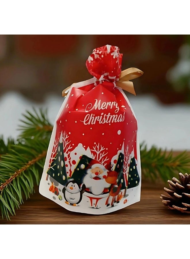أكياس هدايا عيد الميلاد 10 قطع من أكياس هدايا الكريسماس برباط قابلة لإعادة الاستخدام وحقيبة هدايا رائعة لحفلات عيد الميلاد - Image 4