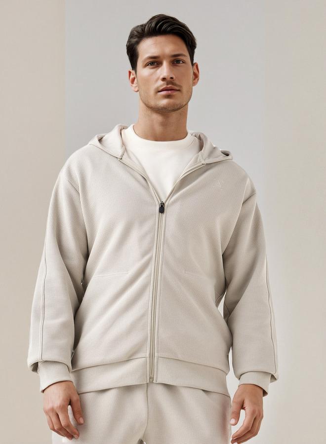 Splash Active Waffle Textured Zip Through Hoodie with Zip Closure - Image 2