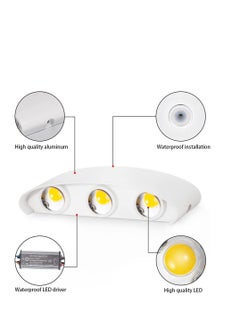Next Life Modern Outdoor Wall Sconce Light 6 LED Room Wall Lights Up Down Aluminium Wall Lighting Lamps for Living Room Bedroom Corridor Warm light  - Image 2