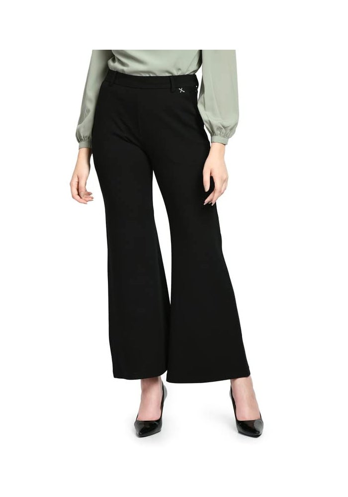 Exude Black Boot Cut Trousers for Women - Image 1