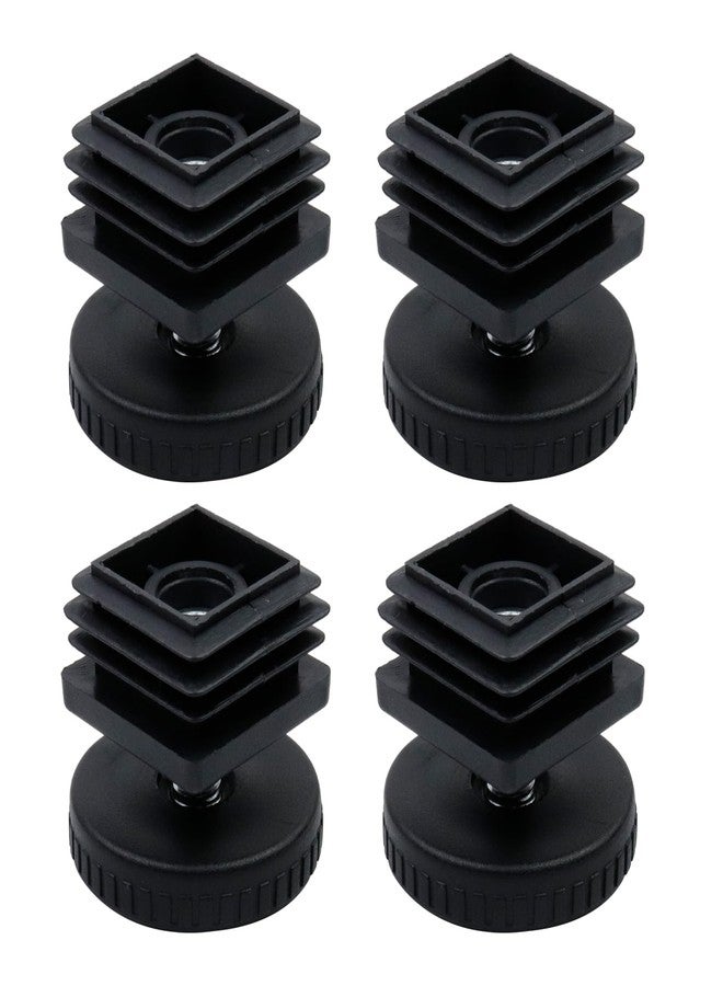 Antrader Home Office Table Desk Adjustable Leveling Foot,Plastic Metal Square Tube Insert Kit, 29mm x 29mm Black, 4 Sets - Image 1