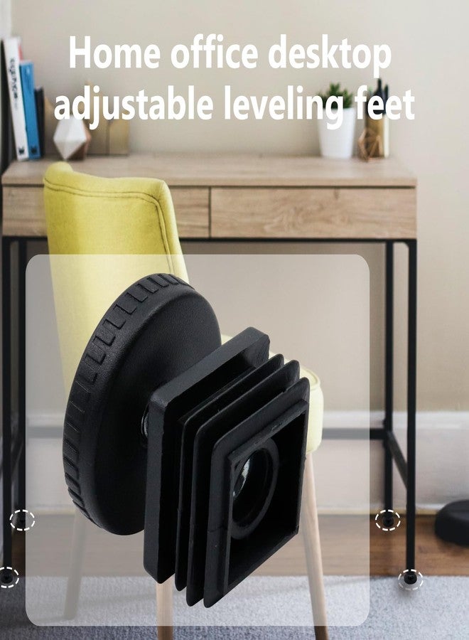 Antrader Home Office Table Desk Adjustable Leveling Foot,Plastic Metal Square Tube Insert Kit, 29mm x 29mm Black, 4 Sets - Image 5