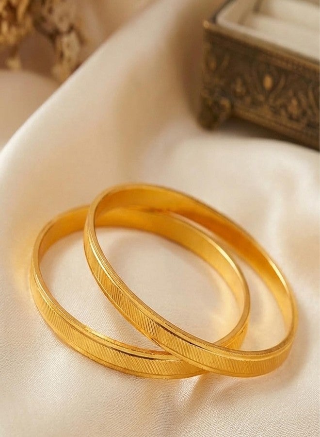 JFL - Jewellery for Less Traditional Ethnic Designer Casual One Gram Gold Plated Bangle Pair for Women & Girls(2.2) - Image 3