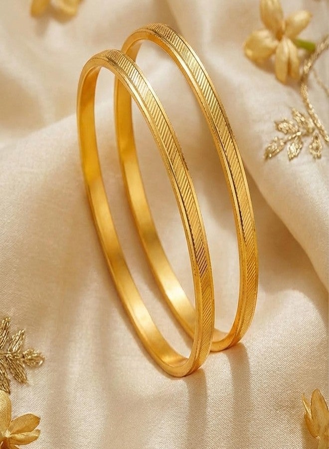 JFL - Jewellery for Less Traditional Ethnic Designer Casual One Gram Gold Plated Bangle Pair for Women & Girls(2.2) - Image 2