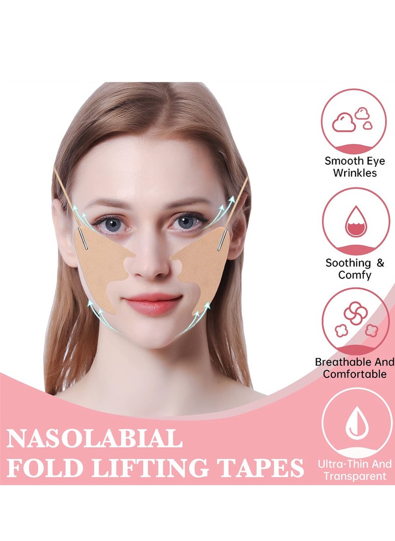 SYOSI - Face Wrinkle Tapes Face Lift Tapes Face Patches Wrinkles Tape for Fine Wrinkles Between Eyes and Face For Overnight Wrinkle Use 4Pcs Fixed Ropes 5 Pairs Replacement Tapes - Image 1