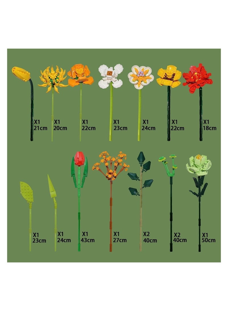 Zikra Flower Bouquet Building Kit Artificial Flower Building Blocks Decorative Creative Home Accessories Botanical Collection Set for Adults Not Compatible With LEGO 827 PCS - Image 2