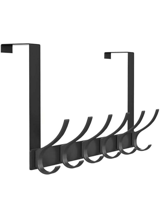 TRASSLE Over The Door Hooks, Sturdy Door Hanger, Large Over The Door Towel Rack with 12 Hooks, Heavy Duty Easy to Install, for Bathroom, Bedroom，Kitchen，Hanging Towels, Coats (Black) - Image 1
