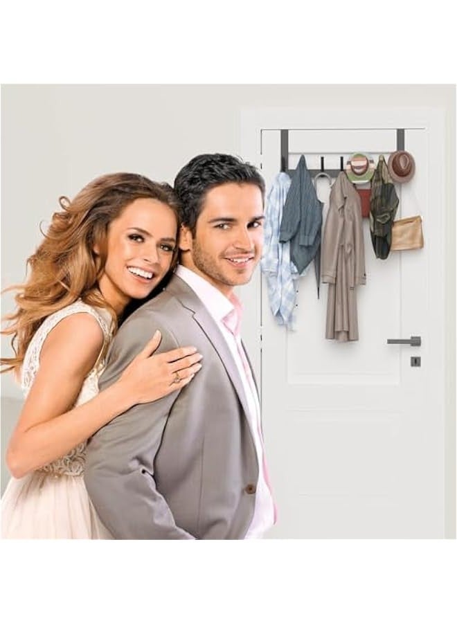 TRASSLE Over The Door Hooks, Sturdy Door Hanger, Large Over The Door Towel Rack with 12 Hooks, Heavy Duty Easy to Install, for Bathroom, Bedroom，Kitchen，Hanging Towels, Coats (Black) - Image 2