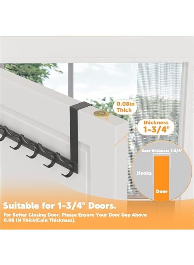 TRASSLE Over The Door Hooks, Sturdy Door Hanger, Large Over The Door Towel Rack with 12 Hooks, Heavy Duty Easy to Install, for Bathroom, Bedroom，Kitchen，Hanging Towels, Coats (Black) - Image 4