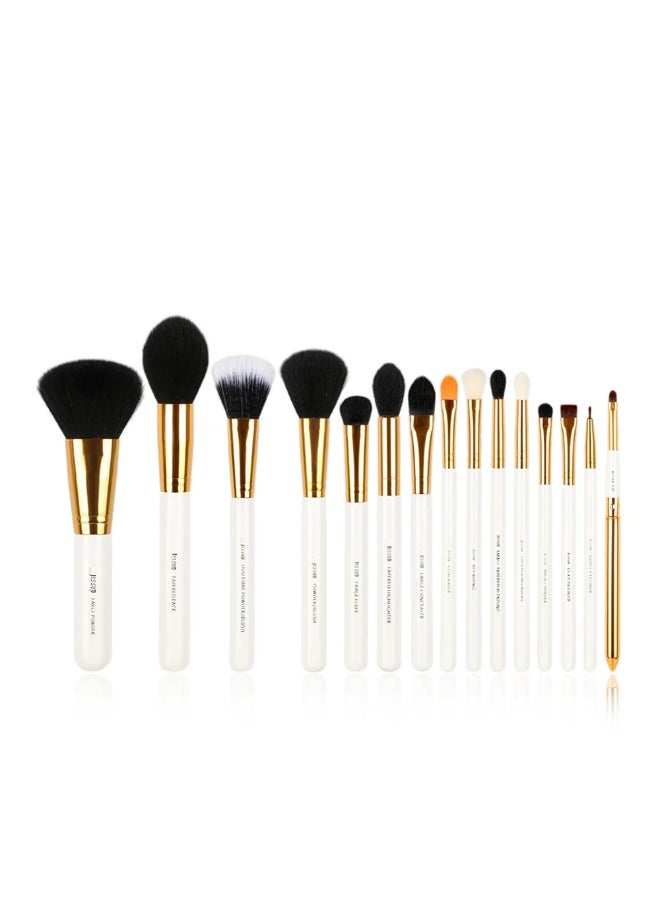 Jessup White Essential 15 Pcs Makeup Brush Set