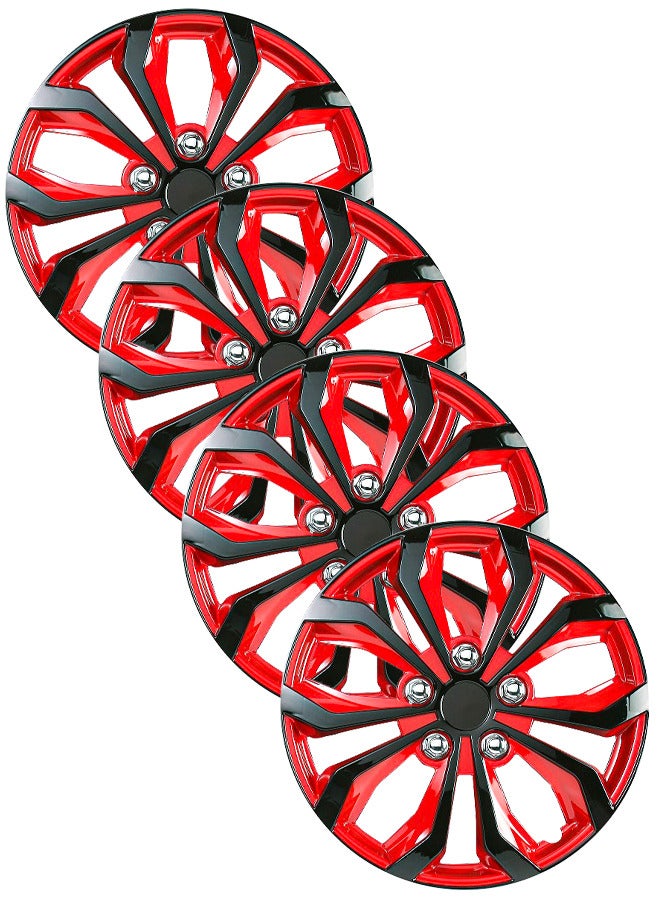 EMTC Pack of 4 EM-3138 Taiwan Wheel Cover | 14" Inch | Black Red Q Universal Nested Style  - Image 1