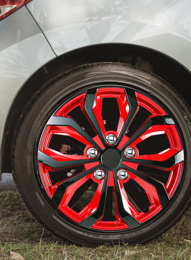EMTC Pack of 4 EM-3138 Taiwan Wheel Cover | 14" Inch | Black Red Q Universal Nested Style  - Image 3