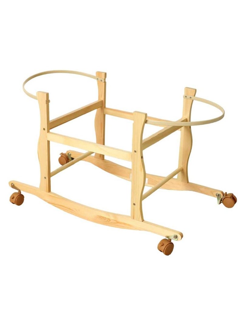 BABYCARA - 2 in 1 Infant Wicker Moses Basket Waffle Bedding Cot and  Rocking Stand with Wheels For Newborn - Image 1
