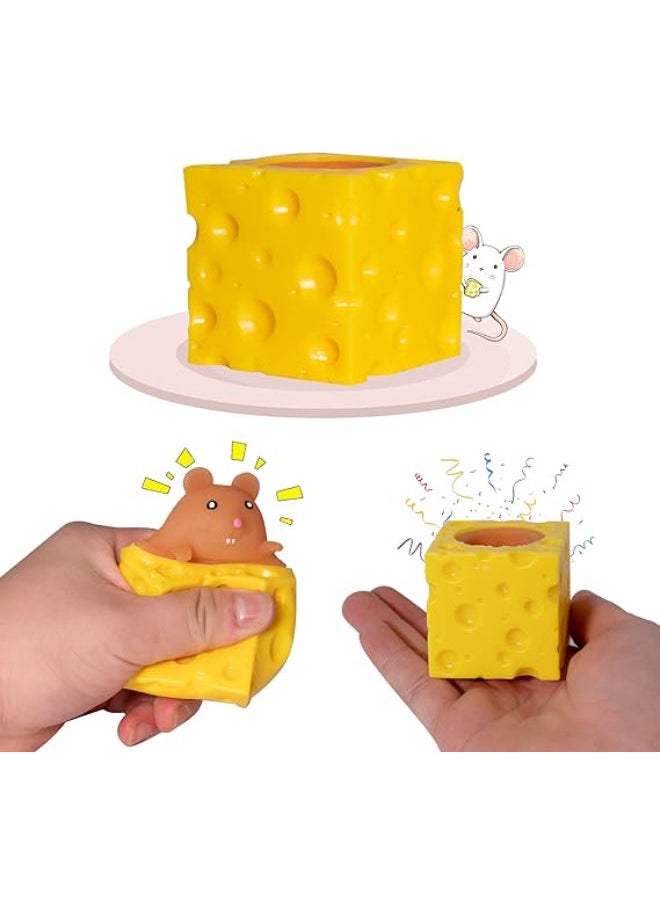 Generic Mouse Squishy Toy Cheese Stress Ball Squishy Rat Squeeze Cheese Fidgets Squishy Mice Toy Stress Novelty Toy for ADHD ADD OCD 
