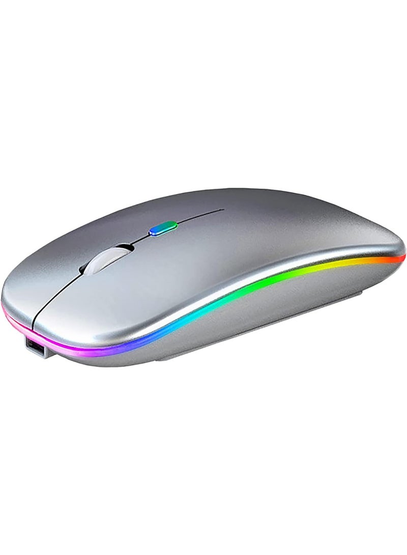 LED Wireless Mouse Rechargeable Slim Silent Mouse 2.4G Portable Mobile Optical Office Mouse with USB & Type-c Receiver for Notebook, PC, Laptop, Computer, Desktop  - Image 1