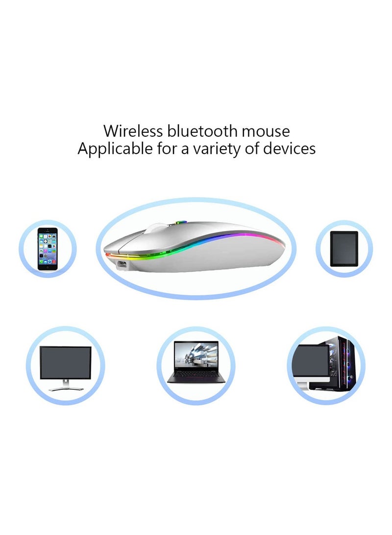 LED Wireless Mouse Rechargeable Slim Silent Mouse 2.4G Portable Mobile Optical Office Mouse with USB & Type-c Receiver for Notebook, PC, Laptop, Computer, Desktop  - Image 4