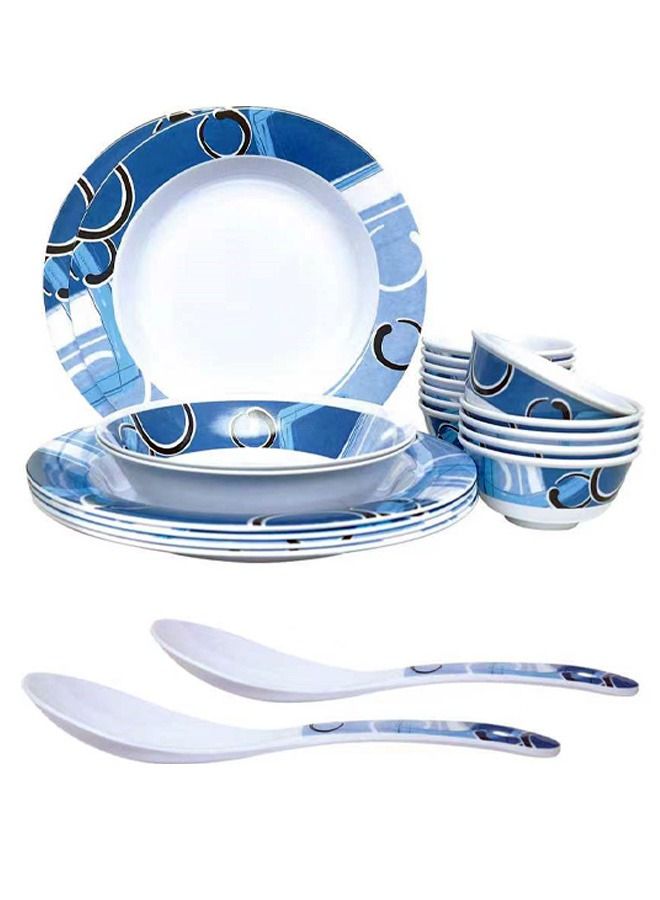 royal mark 22-Piece Melamine Ware Dinner Set Rmds-9722 Blue/ White - Image 1