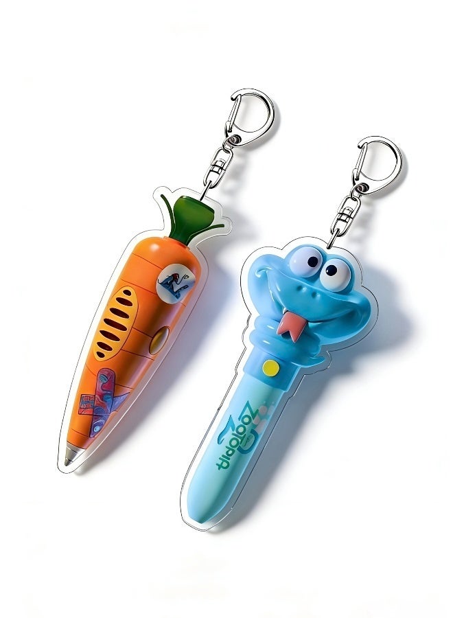 Cute Carton Keychain Pens 2 Packs of Cartoon Carrot and Snake Shape Ballpoint Pens Cute Character Keychain Writing Tools and Keychains - Image 3