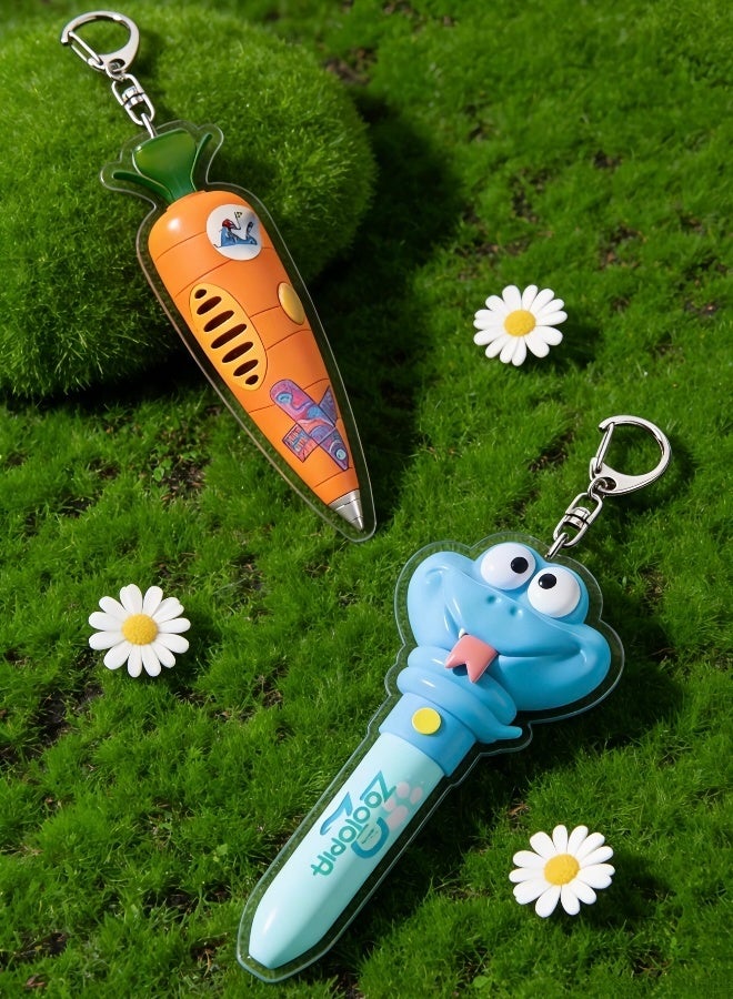 Cute Carton Keychain Pens 2 Packs of Cartoon Carrot and Snake Shape Ballpoint Pens Cute Character Keychain Writing Tools and Keychains - Image 4