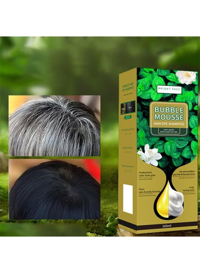 Bright Face Bubble Mousse Hair Dye Black Shampoo Plant-based Formula 500ml - Image 2