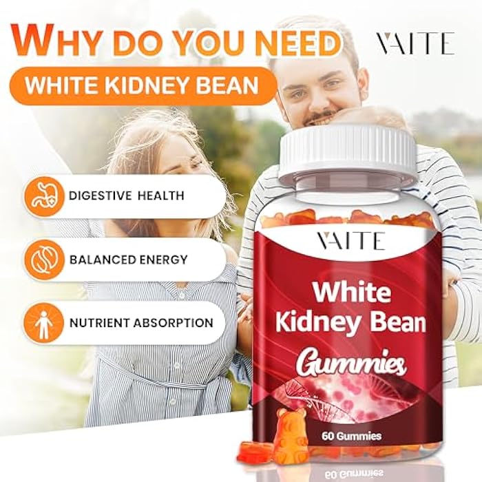 VAITE White Kidney Bean Extract 1000mg Supplement – Antioxidant Support & Daily Energy, Plant-Based Fiber from Kidney Beans, Vegan, Non-GMO, Gluten-Free, No Artificial Flavors, 60 Gummies for Men & Women - Image 2