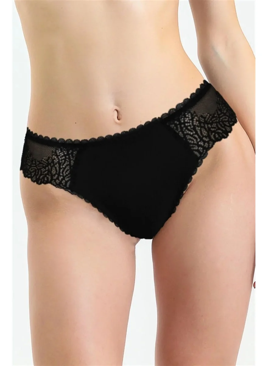 Magic Form 412 Women's Lace Back Brazilian Panties-Black