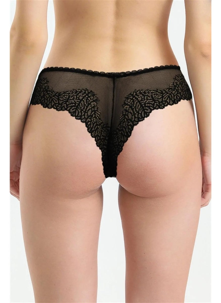 Magic Form 412 Women's Lace Back Brazilian Panties-Black  - Image 1
