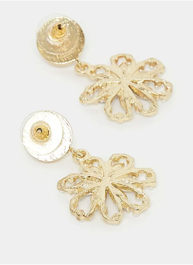 Styli Pearl Rhinestone Dangle Earrings