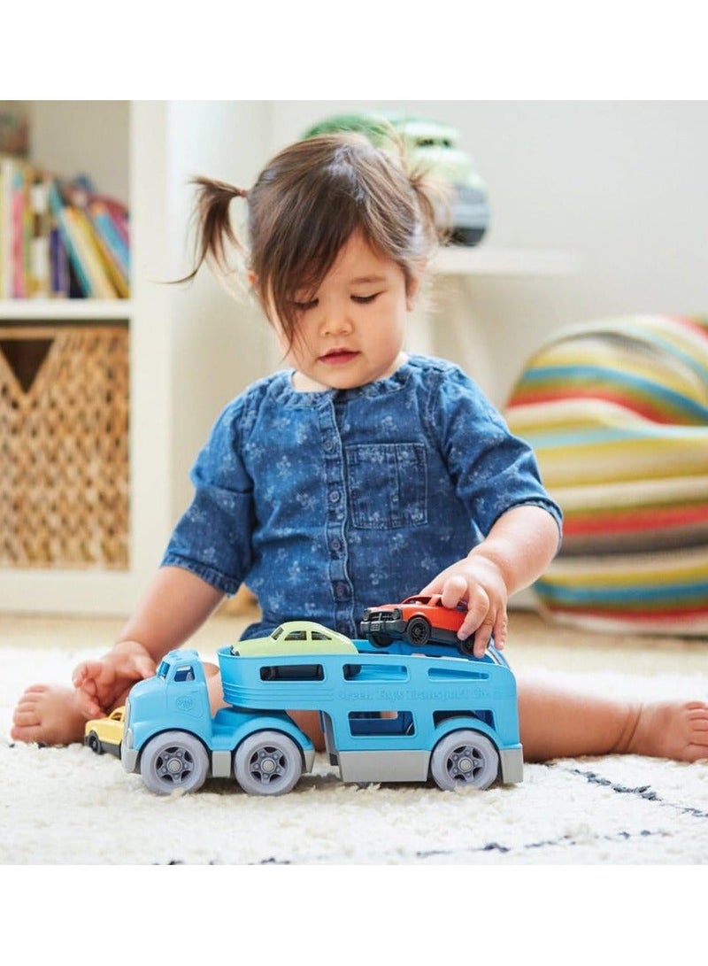 Green Toys ORiTi Toy Car Carrier Blue Kids  Toy Vehicle Transport Truck Model - Image 4