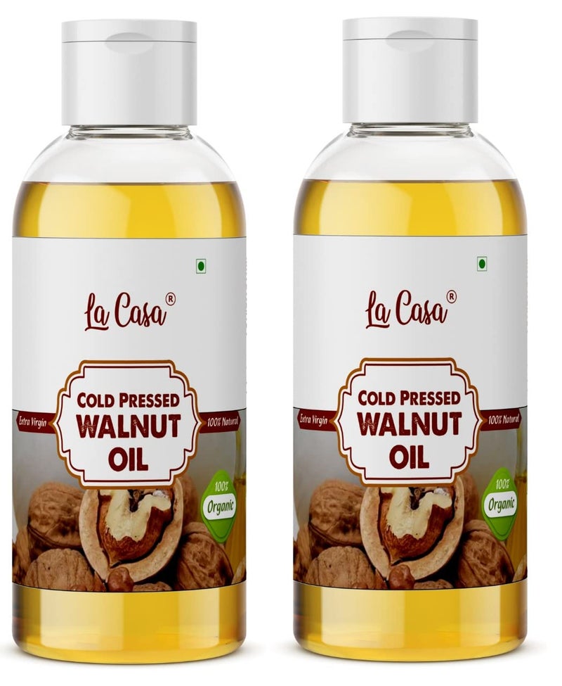 La Casa Cold Pressed Walnut Oil | Combo Pack of 2 | For Hair Skin & Thyroid Massage | Edible | 100% Pure and Virgin Grade | 2x200ml | - Image 1