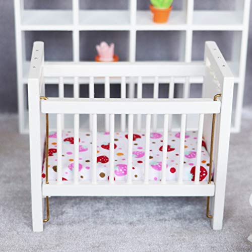 NUOBESTY 112 Scale Dollhouse Mini Crib Wooden Baby Doll Crib for Dollhouse Adorable Doll House Accessories and Furniture Mini Baby Bed Cradle for Miniature Furniture 1 12 Scale 440 393 inches - Image 5
