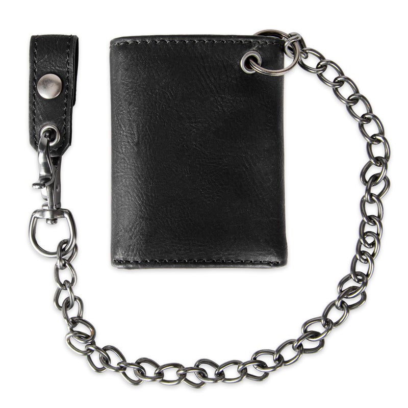 Levi's محفظة ليفي للرجال ثلاثية الطي - أنيقة ونحيفة تشمل نافذة هوية وحامل بطاقات ائتمان، سوداء مع سلسلة - Image 3