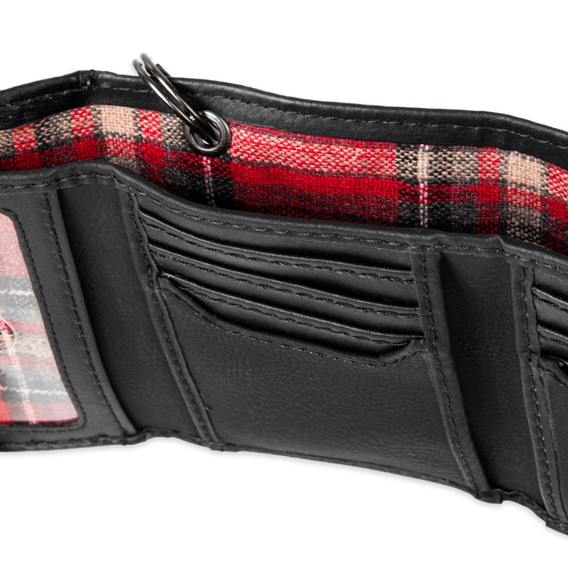 Levi's محفظة ليفي للرجال ثلاثية الطي - أنيقة ونحيفة تشمل نافذة هوية وحامل بطاقات ائتمان، سوداء مع سلسلة - Image 5